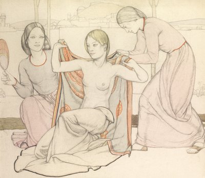 The Bathers (akvarelli ja kynä) tekijältä Averil Mary Burleigh