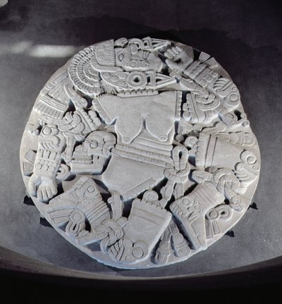 Tenochtitlanin kaksoispyramidin juurelta löydetyn kuunjumalattar Coyolxauhquin paloittelusta, myöhään jälkeisellä klassikolla (1300-1521) (katso myös 97326) tekijältä Aztec