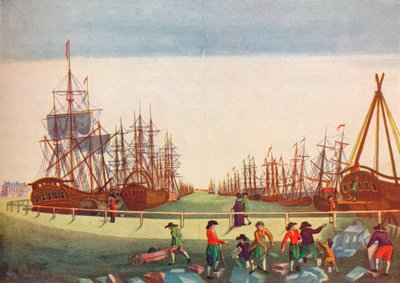 Valaanpyyntialukset Kingston On Hullissa, c1780 tekijältä B. F. Liezel