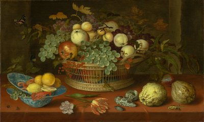 Asetelma hedelmäkorin kanssa, 1622 tekijältä Balthasar van der Ast