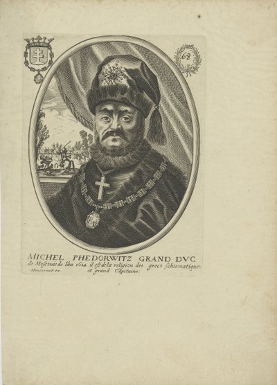 Venäjän tsaari Mihhail I Fjodorovitšin muotokuva 1596-1645, um 1640-1650. tekijältä Balthazar Moncornet