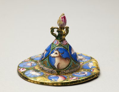 Kannen kulho, lautanen ja lusikka astrologisella koristeella, 1800-luvun alku tekijältä Baqir