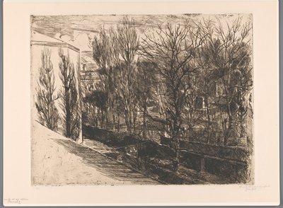 Näkymä studioltani (alkuperäinen nimi esineessä) Panoraama (otsikko esineessä) tekijältä Barbara Elisabeth van Houten (signed by artist)