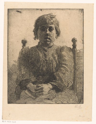 Tuntemattoman tytön muotokuva tekijältä Barbara Elisabeth van Houten (signed by artist)