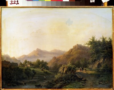 Maisema tavalla. Barend Cornelis Koekkoekin (1803-1862) maalaus. Öljy kankaalle. hollantilaista taidetta. M. Kroshitsky Art Museum, Sevastopol (Sevastopol), Ukraina tekijältä Barend Cornelis Koekkoek