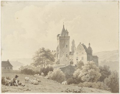 Lepopaimen Schloss Lansbergissä tekijältä Barend Cornelis Koekkoek
