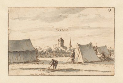 Willem III:n armeijan leirintäalue lähellä Sint-Truidenia Limburgissa tekijältä Barend Klotz (attributed to)