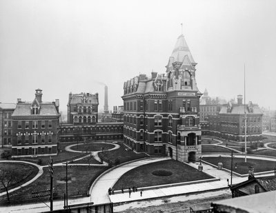 Cook County Hospital, n. 1900, Chicago, Illinois, USA, n. 1900 (b/w valokuva) tekijältä Barnes and Crosby