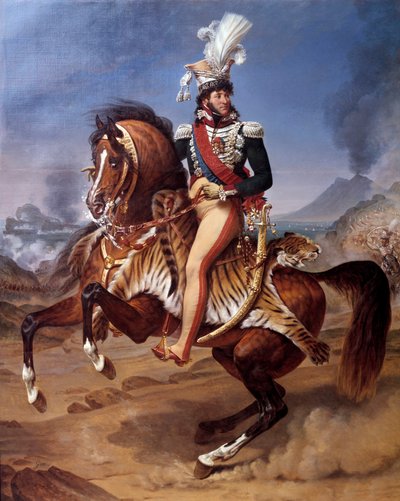 Napolin kuninkaan Joachim Muratin (1767-1815) ratsastusmuotokuva Napoliin Vesuvio-näkymällä (Vesuvio) Antoine Jean Grosin (1771-1835) maalaus 1800-luvun su. 3,43x2,8 m - Napolin kuninkaan Joachim Muratin (1767-1815) ratsastusmuotokuva tekijältä Baron Antoine Jean Gros