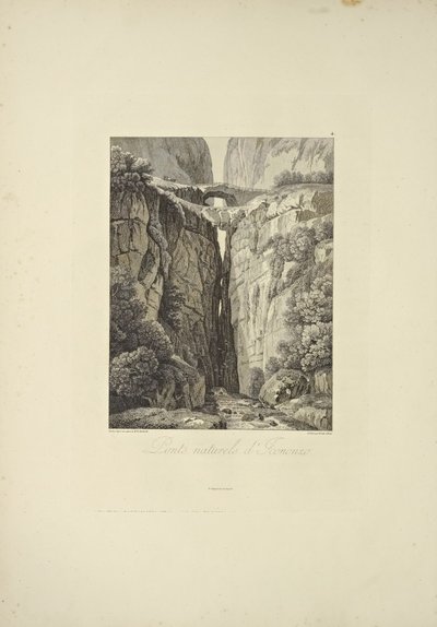 Icononzon luonnolliset sillat, kuvitus Alexander von Humboldtin ja Aime Bonplandin "Näkymät Cordilleraista ja Amerikan alkuperäiskansojen monumenteista", 1813 tekijältä Baron Friedrich Alexander von Humboldt