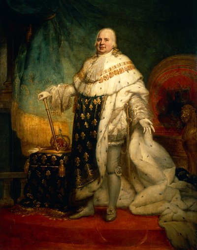 Ranskan Ludvig XVIII:n muotokuva kruunusviittauksen kanssa (Versailles tekijältä Baron Pierre Narcisse Guerin
