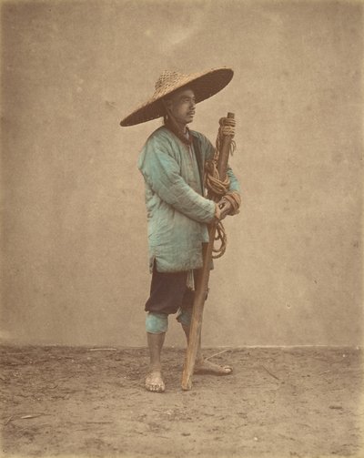 [Kiinalainen mies päällään hattu], 1870-luku. tekijältä Baron Raimund von Stillfried