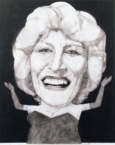 Faith Brownin muotokuva, 1970-luku (guassi aluksella) tekijältä Barry Fantoni