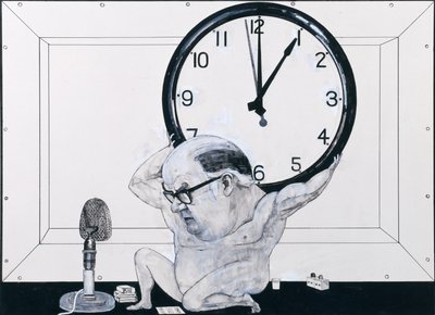 Muotokuva William Hardcastlesta, kuvitus The Radio Timesille, 1970 (guassi ja kynä ja muste aluksella) tekijältä Barry Fantoni