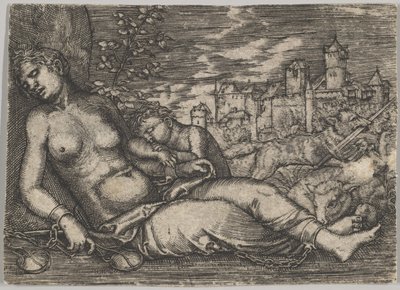 Der Welt Lauf Sleeping Justice -kopio, 1500-luvun alku. tekijältä Barthel Beham
