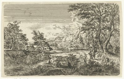 Maisema miehen ja pojan kanssa tekijältä Bartholomäus Ignaz Weiss (attributed to)