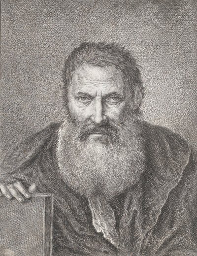 Muotokuva parrakkaasta miehestä, jolla on kirja, n. 1750-1815. tekijältä Bartholomaeus Ignaz Weiss