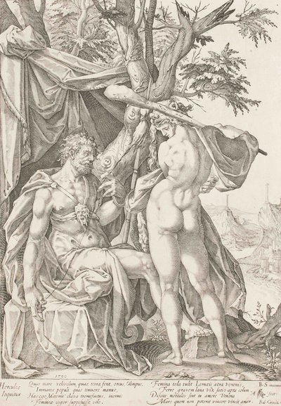 Herkules ja Omphale, 1590 tekijältä Bartholomaeus Spranger