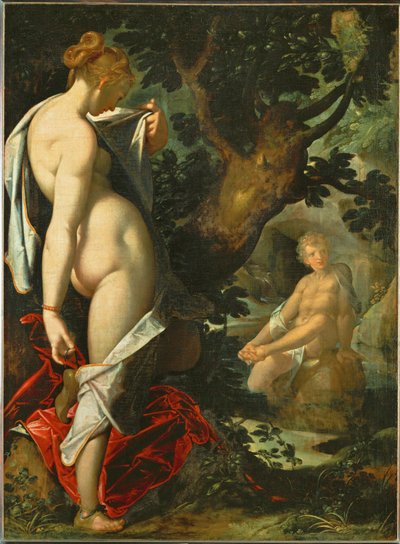 Hermaphroditus ja nymfi Salamacis tekijältä Bartholomaeus Spranger