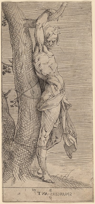 St. Sebastian, sidottu puuhun tekijältä Bartholomaeus Spranger