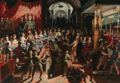 Belsassarin juhla. tekijältä Bartholomäus Strobel the Younger