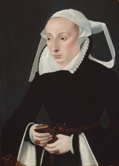 Naisen muotokuva rukouskirjan kanssa tekijältä Bartholomaus the Younger Bruyn