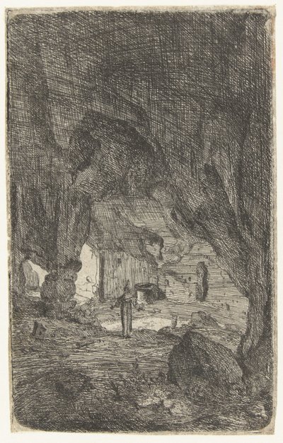 aLuolan sisätilat Valmontanen luola. Rooman rauniot (sarjan nimi) Verscheyden astui rappeutuneeseen Soo-rakennukseen ostettuna Romenina (sarjan nimi) tekijältä Bartholomeus Breenbergh