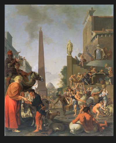 Joseph jakelee maissia Egyptissä, 1655 tekijältä Bartholomeus Breenbergh