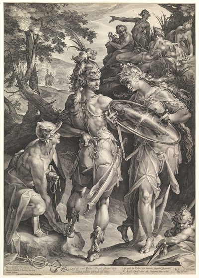 Minerva ja Mercury Arming Perseus, 1604 tekijältä Bartholomeus Spranger