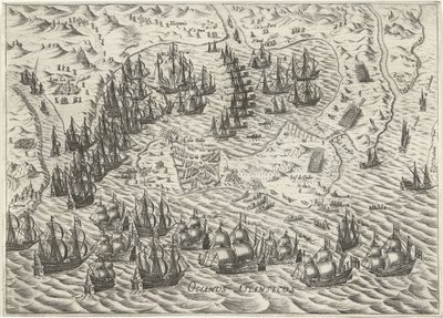 Cadizin taistelu, 1596 tekijältä Bartholomeus Willemsz. Dolendo (attributed to)