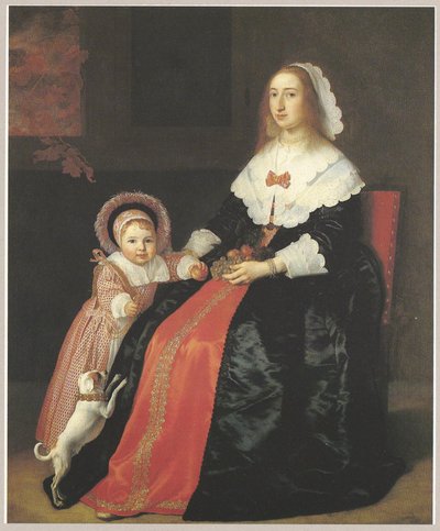 Naisen ja lapsen muotokuva, mahdollisesti Margaretha Cloeck (1617-1680) ja Pieter Hulft (1643-1694). tekijältä Bartholomeus van der Helst