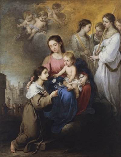 Neitsyt ja lapsi Pyhän Viterbon Ruusun kanssa tekijältä Bartolomé Esteban Murillo