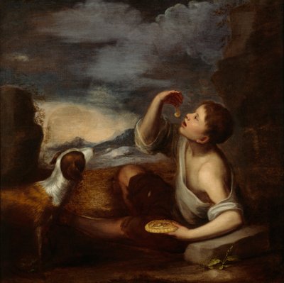 Espanjalainen poika ja koira (öljy kankaalle) tekijältä Bartolome Esteban (attr. to) Murillo