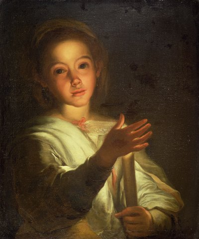 Nuori tyttö varjostaa kynttilää (öljy kankaalle) tekijältä Bartolome Esteban (follower of) Murillo
