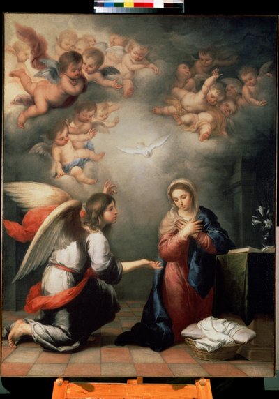 Ilmoitus. Bartolome Esteban Murillon (1617-1682) maalaus noin 1660. Espanjalaista taidetta, barokkityyliä. Eremitaaši, Pietari. tekijältä Bartolomé Esteban Murillo