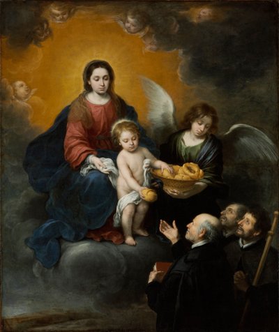 Kristus-lapsi jakavassa leipää pyhiinvaeltajille - Bartolome Esteban Murillon (1617-1682) maalaus, öljy kankaalle (219x182 cm) tekijältä Bartolomé Esteban Murillo