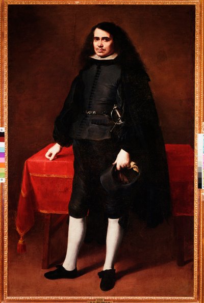 Muotokuva herrasmiehestä, jolla on pitkät hiukset ja mansikkakaulus (öljy kankaalle tekijältä Bartolomé Esteban Murillo