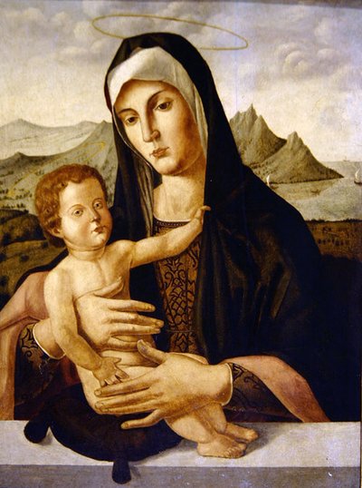 Neitsyt ja lapsi tekijältä Bartolomeo (style of) (fl.c.1619) Montagna