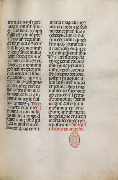 Missale: Fol. 122: sisältää musiikkia Hely Hely Lamalle jne. St. Mattion Passionissa, 1469. tekijältä Bartolomeo Caporali