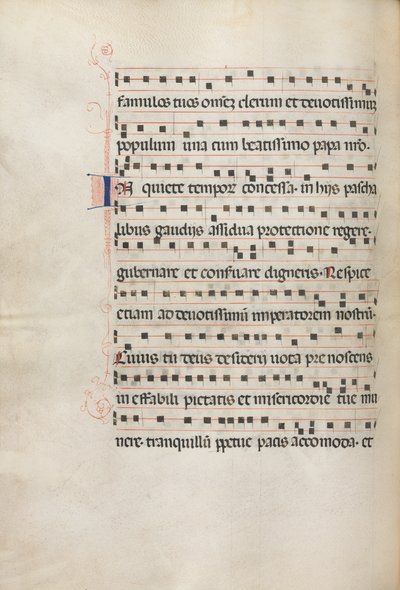 Missale: Fol. 157v: Musiikkia Exultetille, 1469 tekijältä Bartolomeo Caporali