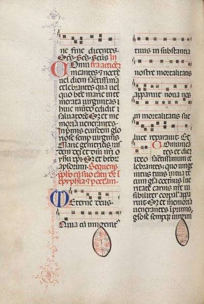 Missale: Fol. 177v: Musiikkia erilaisiin tavallisiin rukouksiin, 1469. tekijältä Bartolomeo Caporali
