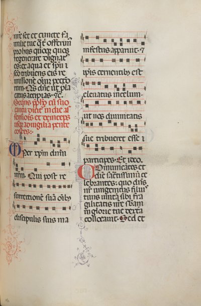 Missale: Fol. 180: Musiikkia erilaisiin tavallisiin rukouksiin, 1469. tekijältä Bartolomeo Caporali