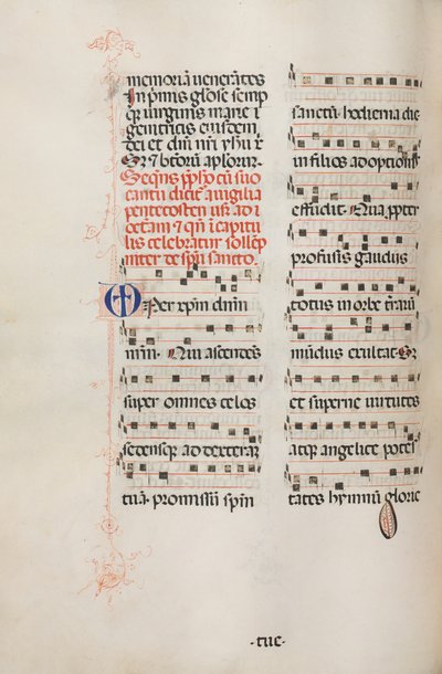 Missale: Fol. 180v: Musiikkia erilaisiin tavallisiin rukouksiin, 1469. tekijältä Bartolomeo Caporali