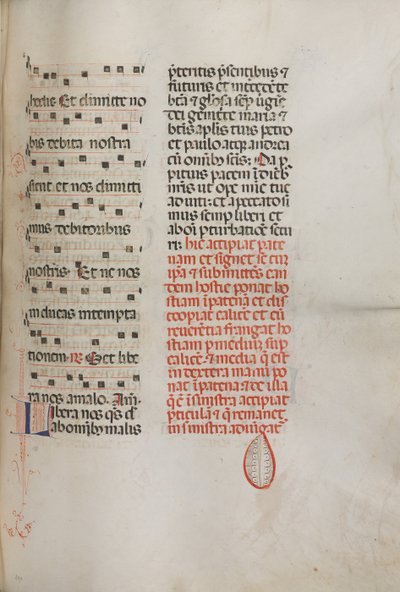 Missale: Fol. 190: Musiikkia erilaisiin rukouksiin, 1469. tekijältä Bartolomeo Caporali