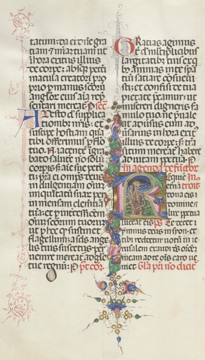 Missale: Fol. 387v: Kuolema esitettiin luurankona sirppillä, 1469. tekijältä Bartolomeo Caporali