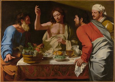 Ehtoollinen Emmauksessa tekijältä Bartolomeo Cavarozzi