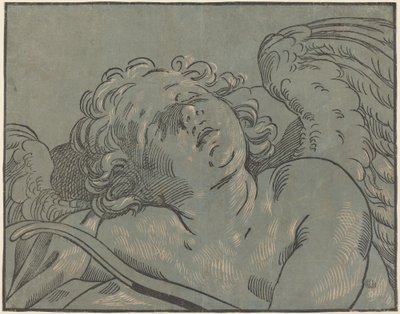Cupid unessa tekijältä Bartolomeo Coriolano after Guido Reni
