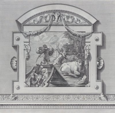 Levy 24: Ulysseksen toverit varastamassa Apollonille pyhiä härkiä, 1756. Tekijät: Bartolomeo Crivellari, Gabriel Söderling. tekijältä Bartolomeo Crivellari, Gabriel Söderling