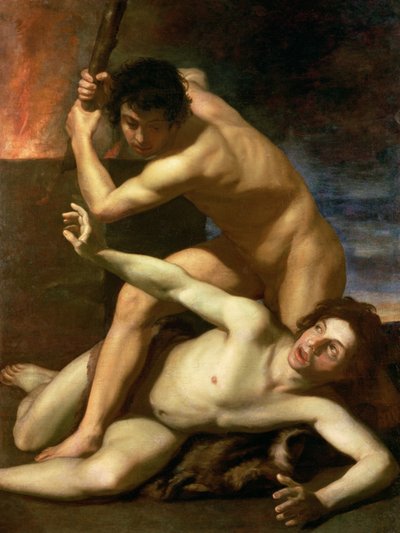 Kainin murhaava Abelin, n. 1610 (öljy kankaalle) tekijältä Bartolomeo Manfredi