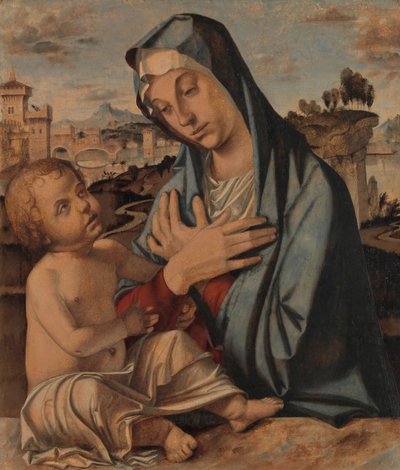 Madonna ihailee lasta. tekijältä Bartolomeo Montagna